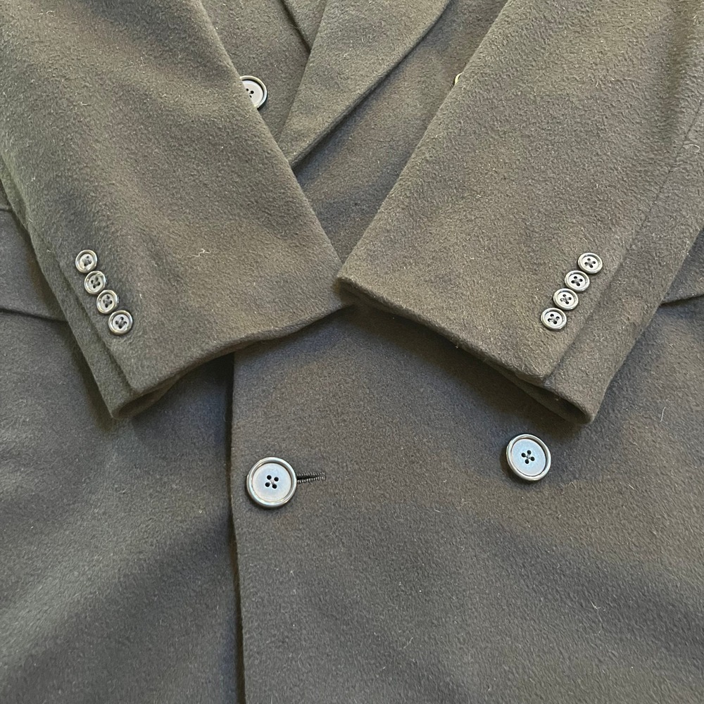 Bloomingdale's Loro Piana 100% Cashmere Double Breasted Overcoat Black 46R USA‎ - Picture 11 of 16